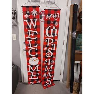 Christmas Decorations Porch Door Signs Welcome Merry Christmas